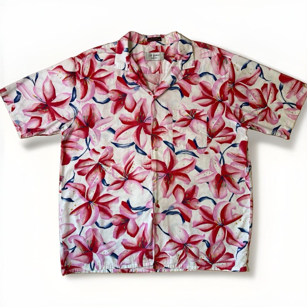 Vintage JB Britton Loop Collar Shirt XL Multicolor 80s Hawaiian Vacation Floral